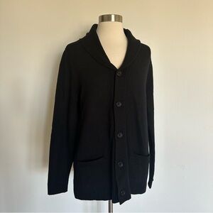 J. Crew 100% Wool Black Shawl Collar Cardigan Sweater Sz M